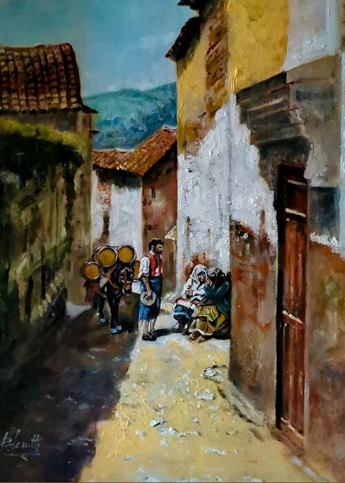  Greeting Card featuring the painting Montril, Andalusia by Raouf Oderuth
