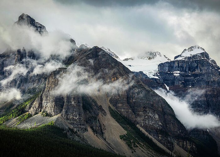 Mountain Drama Greeting Card featuring the photograph Moody Mountains Canadian Rockies by Dan Sproul