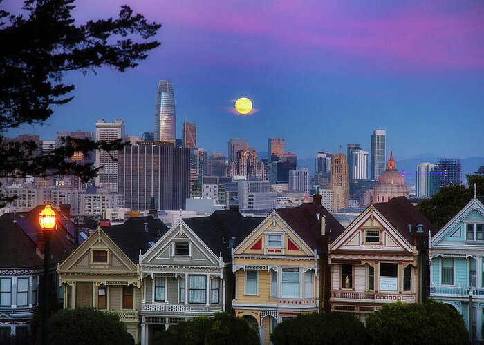 Greeting Card featuring the photograph Moon over Painted Ladies by Louis Raphael