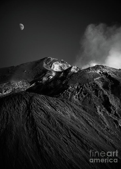 Stromboli Greeting Card featuring the photograph Moon Over Stromboli by Doug Sturgess