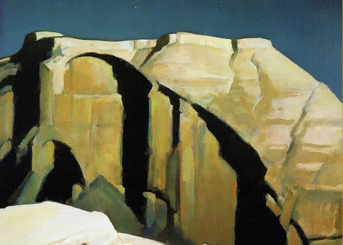 Maynard Dixon Greeting Card featuring the painting Moonlight over Zion by Jon Baran
