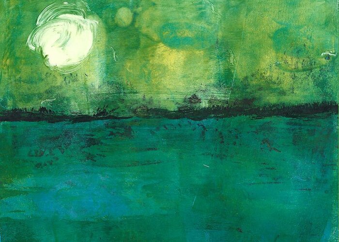 Moon Greeting Card featuring the painting Moonlight serenade by Ruth Kamenev