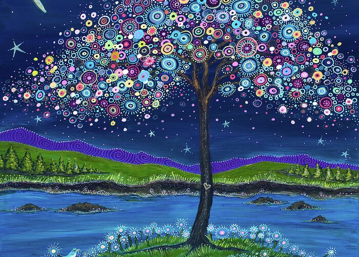 Moonlit Magic Greeting Card featuring the painting Moonlit Magic by Tanielle Childers