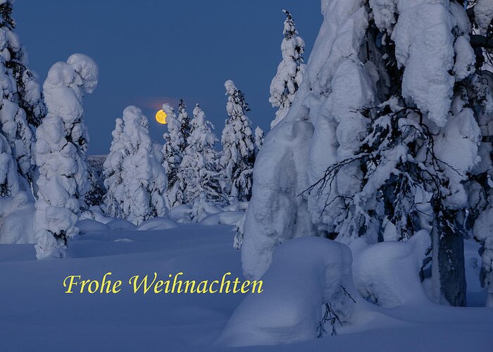 Greeting Card Greeting Card featuring the photograph Greeting card - Moonrise - Frohe Weihnachten by Thomas Kast