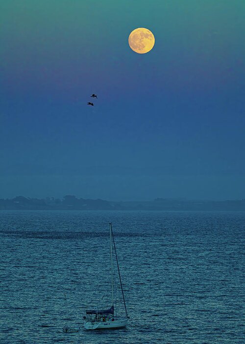 Tf-photography.com Greeting Card featuring the photograph Moonrise Over Capitola by Tommy Farnsworth