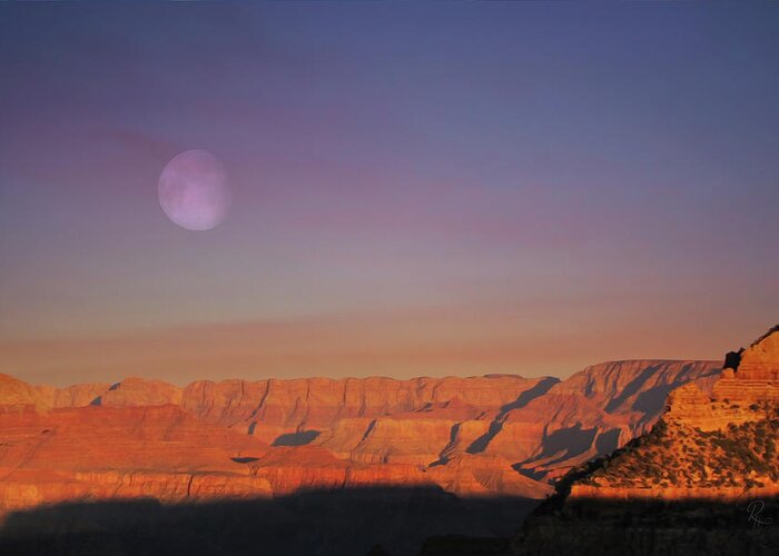 Fine Art Greeting Card featuring the photograph Moonrise Over the South Rim by Robert Harris