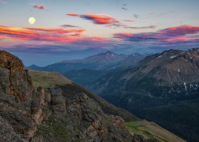Trail Ridge Road Greeting Card featuring the photograph Moonrise Over the Tundra by Darlene Bushue