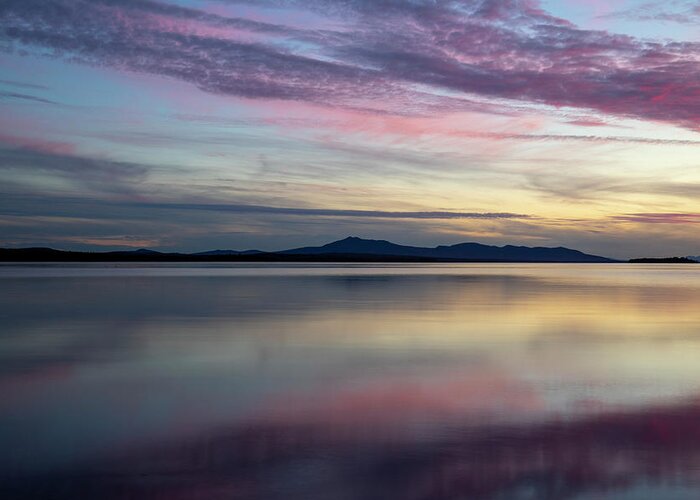 Moosehead Lake Sunset Reflection Greeting Card featuring the photograph Moosehead Lake Sunset Reflection by Dan Sproul