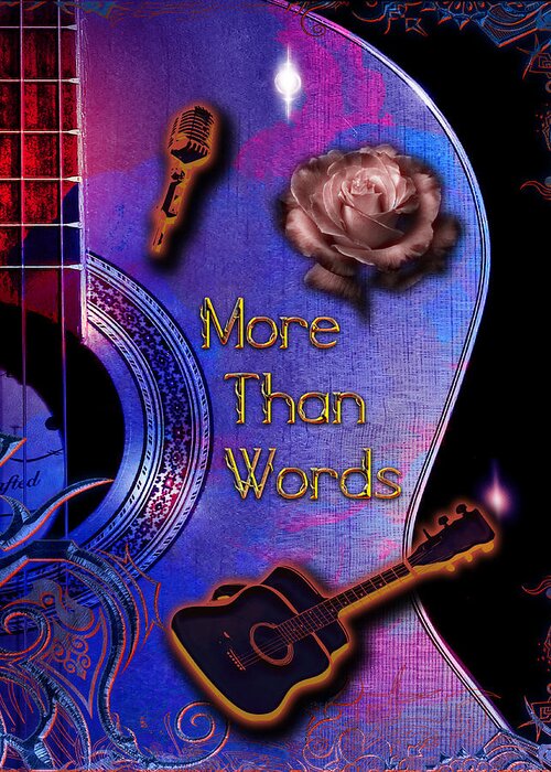 Guitar Greeting Card featuring the digital art More Than Words by Michael Damiani