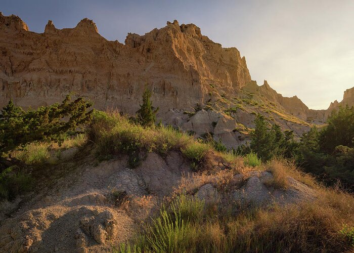 South Dakota Greeting Card featuring the photograph Morning Beneath the Badlands Wall by Kristen Wilkinson