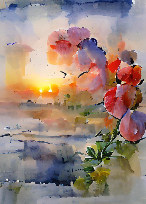 Sunrise Greeting Card featuring the digital art Morning Floral by David Lane