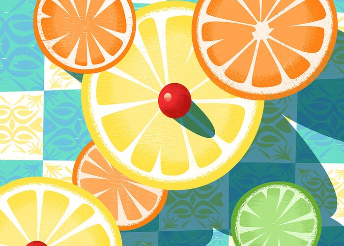 Citrus Greeting Card featuring the digital art Morning Fruit by Alan Bodner
