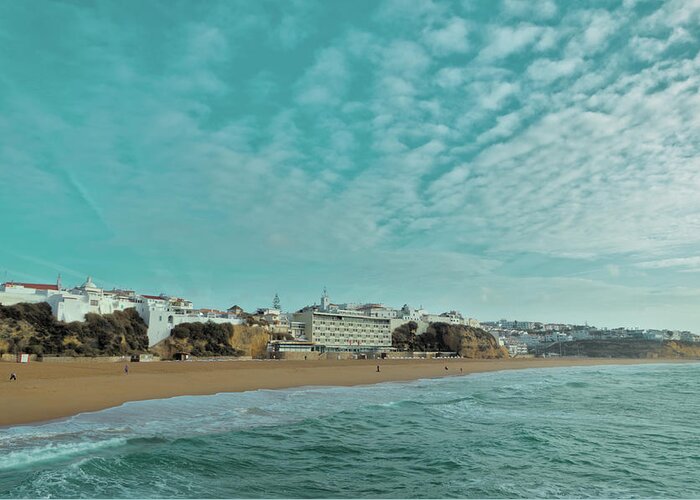 Albufeira Greeting Card featuring the photograph Morning in Peneco beach. Albufeira by Angelo DeVal