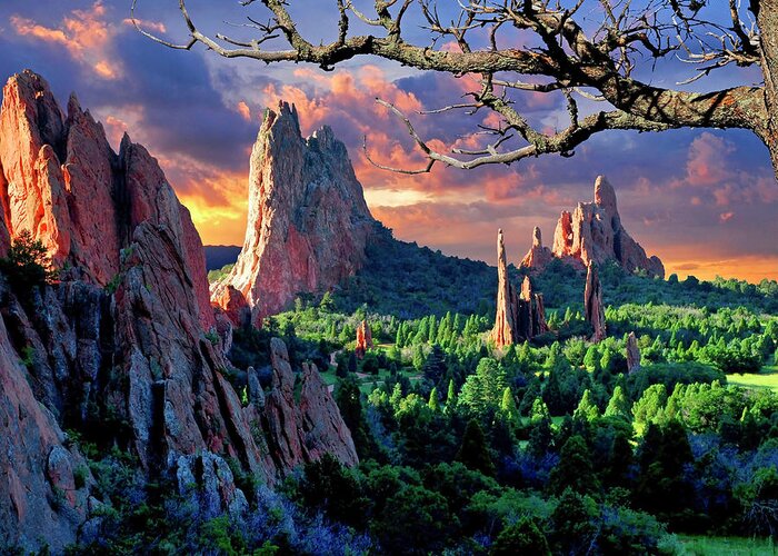 Colorado Springs Greeting Card featuring the photograph Morning Light at the Garden of the Gods by John Hoffman