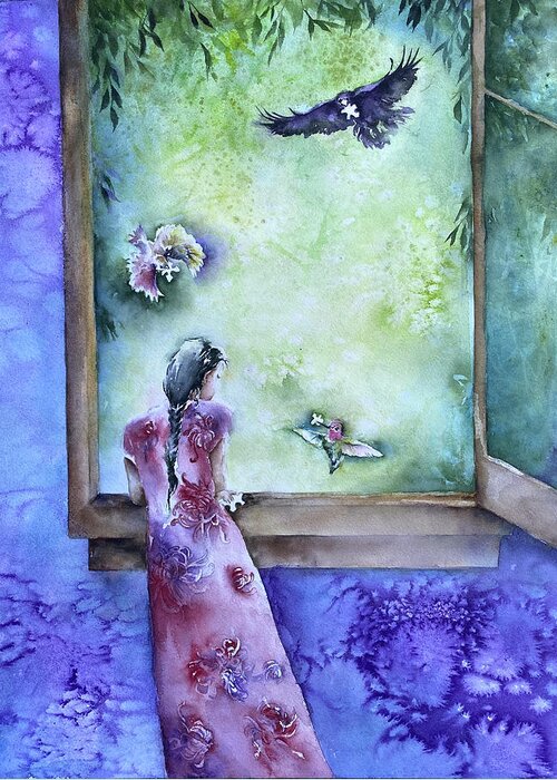 Birds Greeting Card featuring the painting Morning Songs by Prartho Sereno