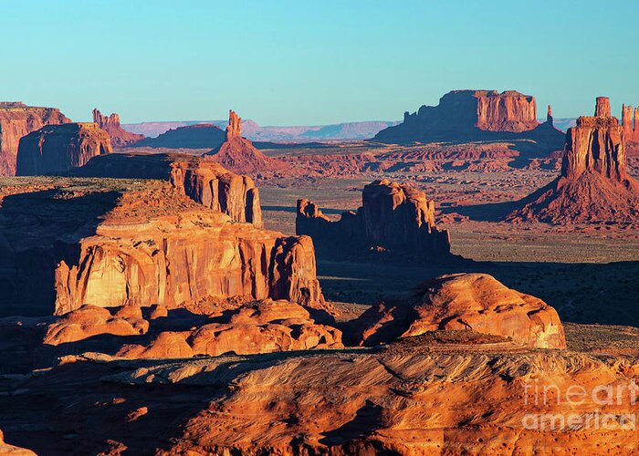 Monument Valley Greeting Card featuring the photograph Morning Sunlight on the Monuments by Bob Phillips