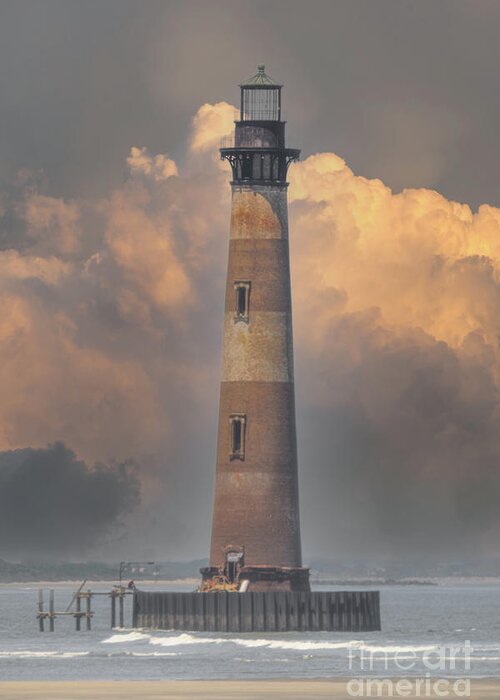 Morris Island Lighthouse Greeting Card featuring the photograph Morris Island Lighthouse - Charleston South Carolina - Folly Beach by Dale Powell