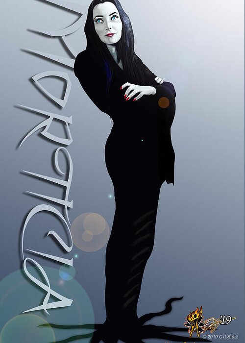 Morticia Greeting Card featuring the digital art Morticia by Doug Schramm