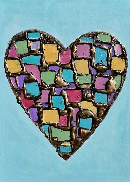 Heart Greeting Card featuring the painting Mosaic Heart by Amanda Dagg