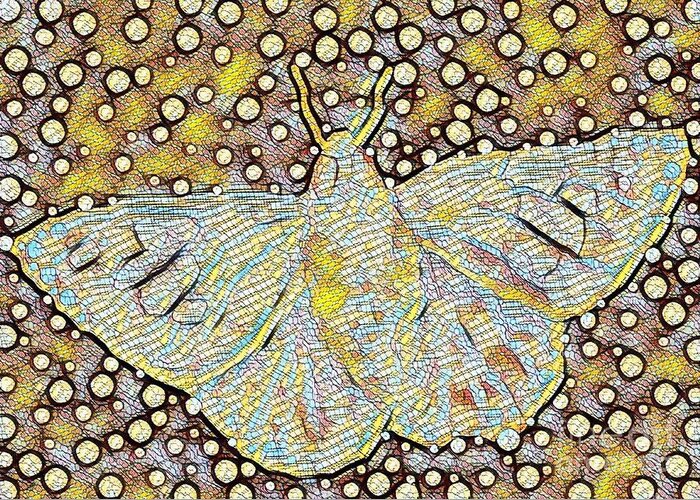 Moth Digital Abstract Pattern Bag Nature Bug Insect Greeting Card featuring the digital art Mosaic Moth by Bradley Boug