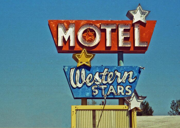 New Greeting Card featuring the photograph Motel Western Stars by Matthew Bamberg