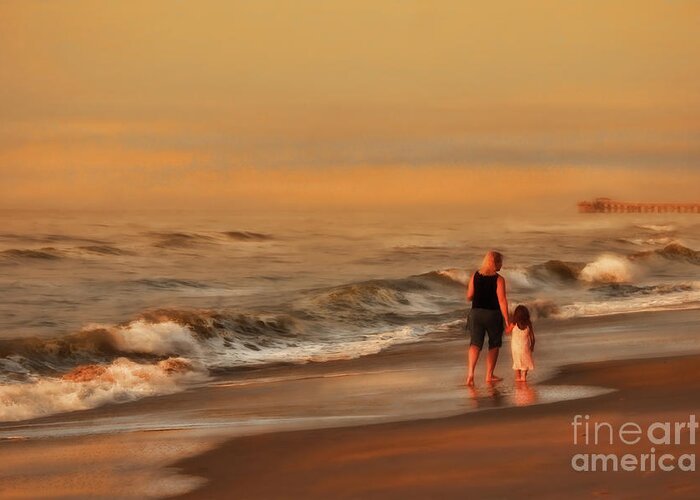 Mother Greeting Card featuring the photograph Mother and Child Sunrise Stroll by Jeff Breiman