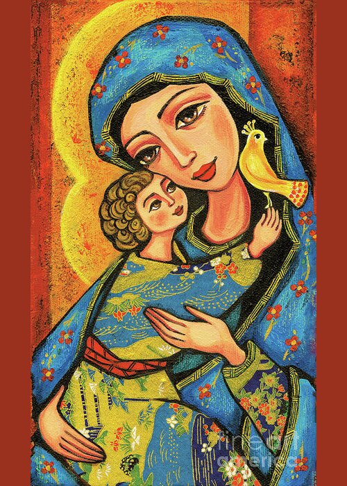 Mother And Child Greeting Card featuring the painting Mother Temple by Eva Campbell