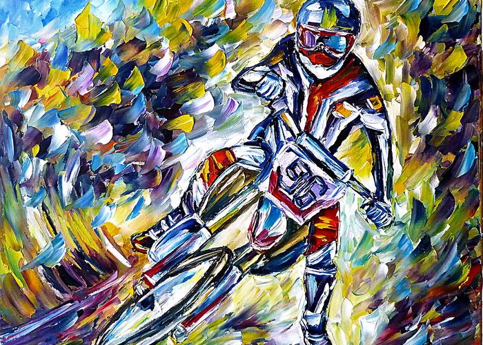 I Love Motocross Greeting Card featuring the painting Motocross II by Mirek Kuzniar