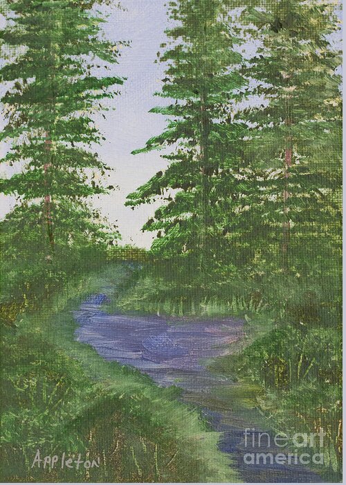 Mountain Brook By Norma Appleton Greeting Card featuring the painting Mountain Brook by Norma Appleton