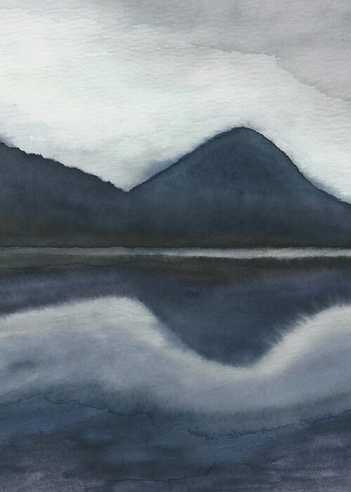 Gray Greeting Card featuring the painting Mountain Lake by Rachel Elise