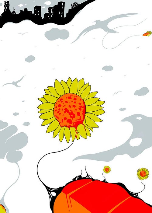 Sunflower Greeting Card featuring the drawing Mourning Peace by Craig Tilley