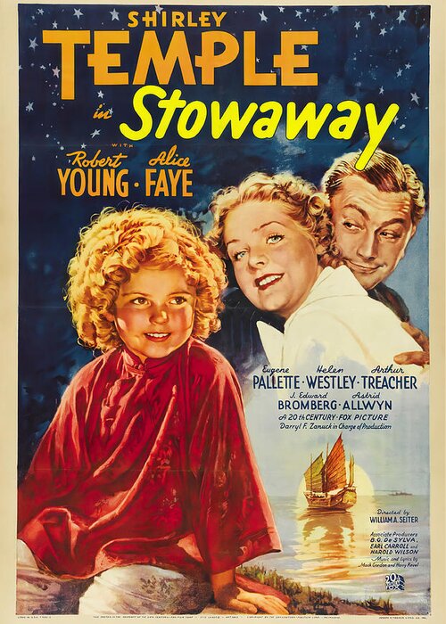 Stowaway Greeting Card featuring the mixed media Movie poster for ''Stowaway'', with Shirley Temple, 1936 by Movie World Posters