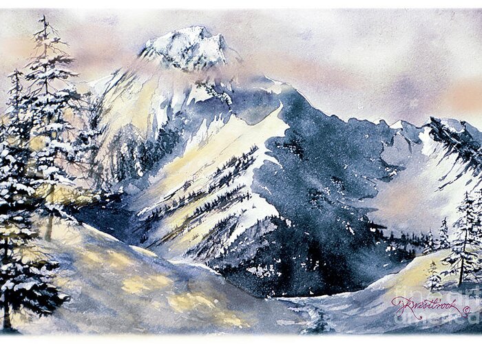 Aspen Greeting Card featuring the painting Mt. Daly Alpenglow by Jill Westbrook