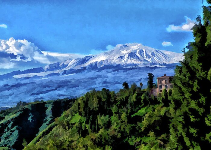 2019 Greeting Card featuring the photograph Mt Etna from Taormina by Monroe Payne