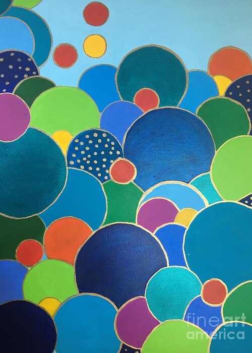 Bubbles Greeting Card featuring the painting Multi-color Bubbles by Debora Sanders