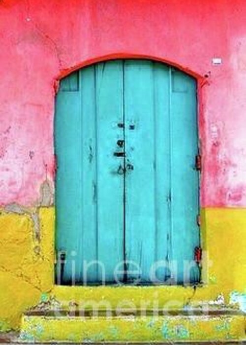 Door Greeting Card featuring the photograph Multi-Colored Door Frame by Jody Frankel