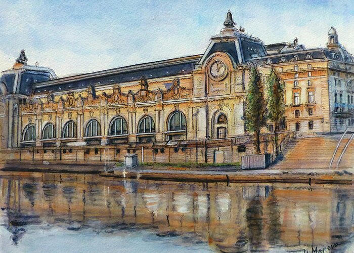 Architecture Greeting Card featuring the painting Musee d' Orsay, Paris by Henrieta Maneva