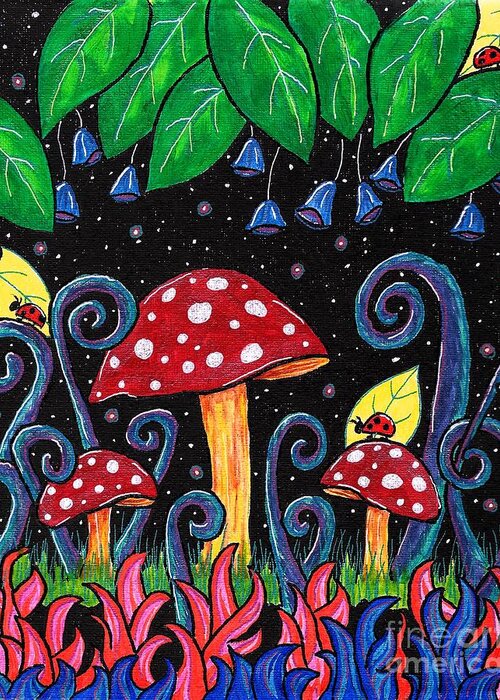 Mushroom Greeting Card featuring the painting Mushroom Night by Gemma Reece-Holloway