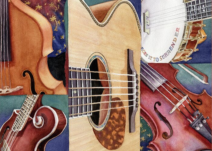 Music Painting Greeting Card featuring the painting Music Mosaic by Anne Gifford