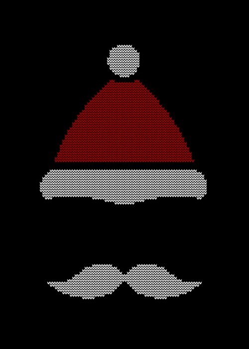 Christmas 2023 Greeting Card featuring the digital art Mustache Santa Hat Ugly Christmas Sweater by Flippin Sweet Gear