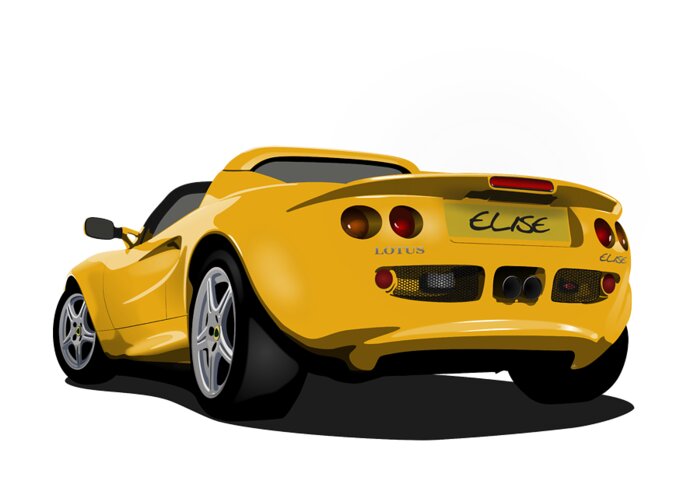 Sports Car Greeting Card featuring the digital art Mustard Yellow S1 Series One Elise Classic Sports Car by Moospeed Art