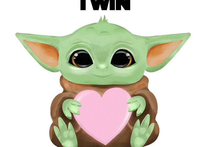 Twin Greeting Card featuring the digital art My Dear Twin Love You I Do Cute Baby Alien Sci-Fi Movie Lover Valentines Day Heart by Jeff Creation
