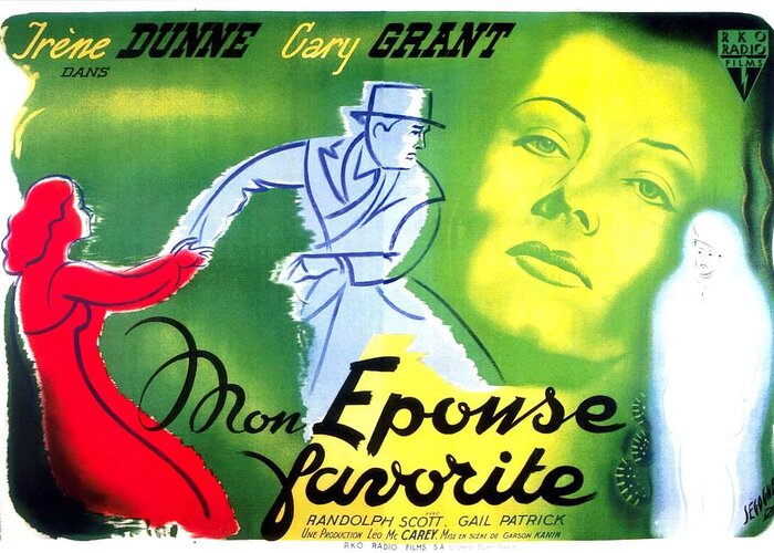 Synopsis Greeting Card featuring the mixed media ''My Favorite Wife'', 1940 by Movie World Posters