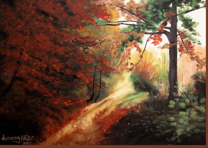 Landscape Greeting Card featuring the painting My Journey Home by Anthony Falbo