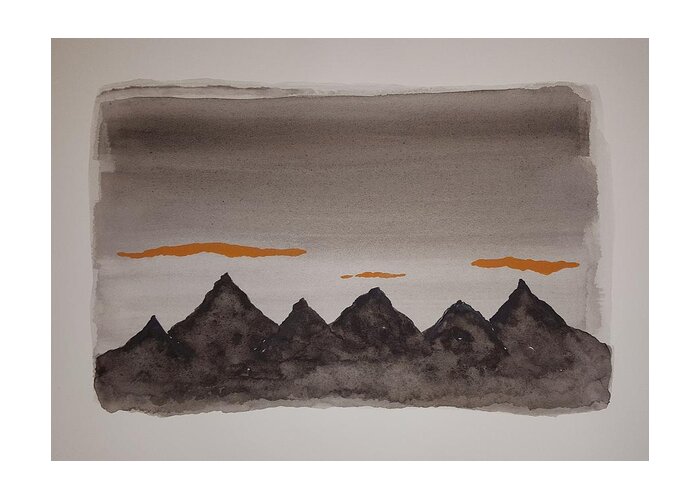 Watercolor Greeting Card featuring the painting Mysterious Mountains by John Klobucher