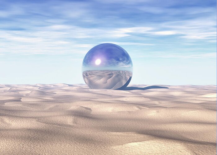 Digital Art Greeting Card featuring the digital art Mysterious Sphere in Desert by Phil Perkins