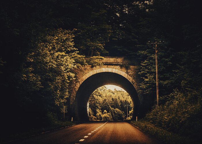 Tunnel Greeting Card featuring the photograph Mysterious tunnel by Yasmina Baggili