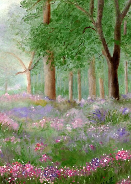 Field Of Flowers Greeting Card featuring the painting Mystic Moment by Juliette Becker