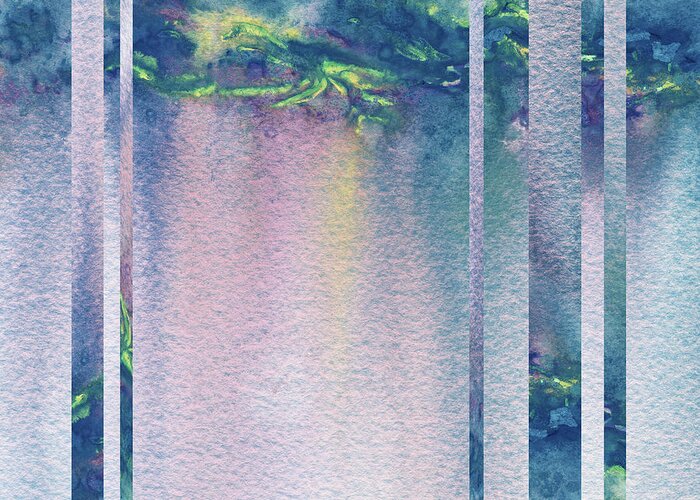 Mist Greeting Card featuring the painting Mystic Rain Abstract Modern Decor Watercolor IX by Irina Sztukowski