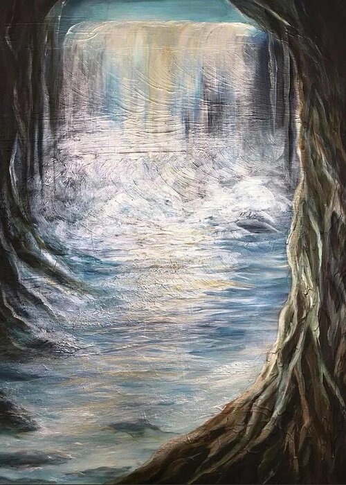 Mystic Greeting Card featuring the painting Mystic Waterfall by Michelle Pier